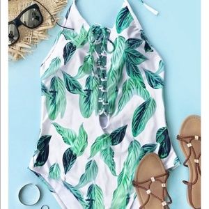 One Piece SWIMSUIT, New w/tags, Palm Print